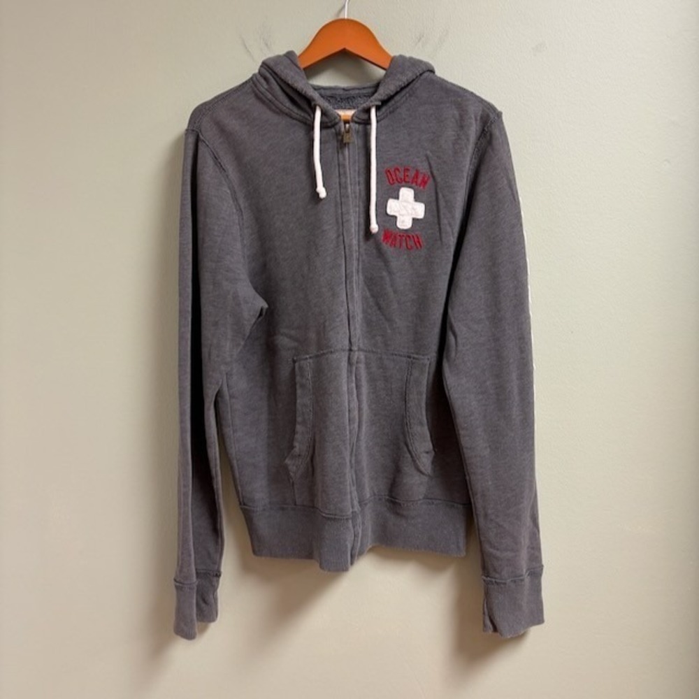 Hollister Men Y2K Ocean Watch Spellout Full Zip Hoodie Size XL Embroidered Beach